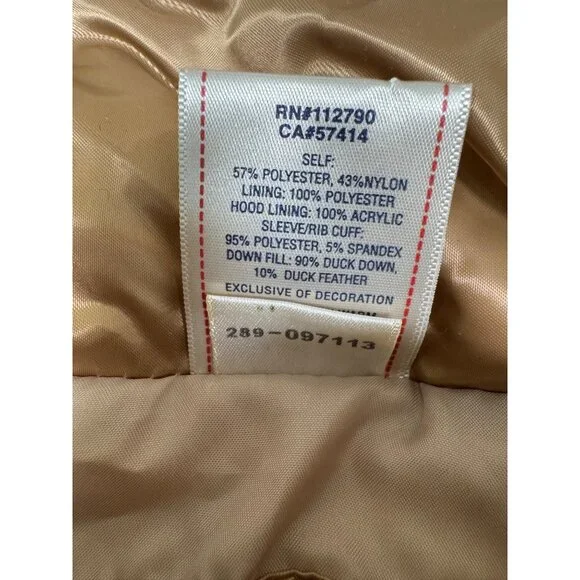 Quilted Gold Puff Jacket W/Hood Womens L True Religion Down & Feather Fill - Picture 6 of 16